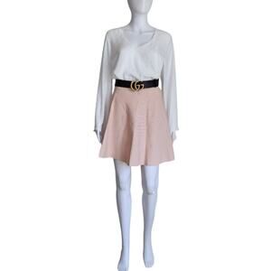 Sandro Paris Leonie Preppy Eyelet Pleated Skirt Size 1 Pink New Viscose Academia